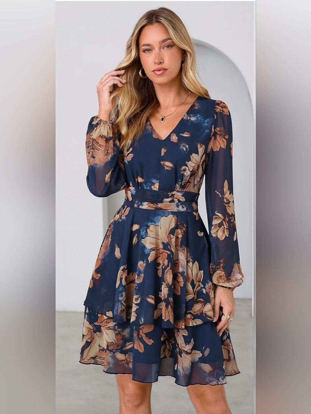 Floral Chiffon Tiered Mini Dress | NWT | Size Large | Romantic Boho Cottagecore